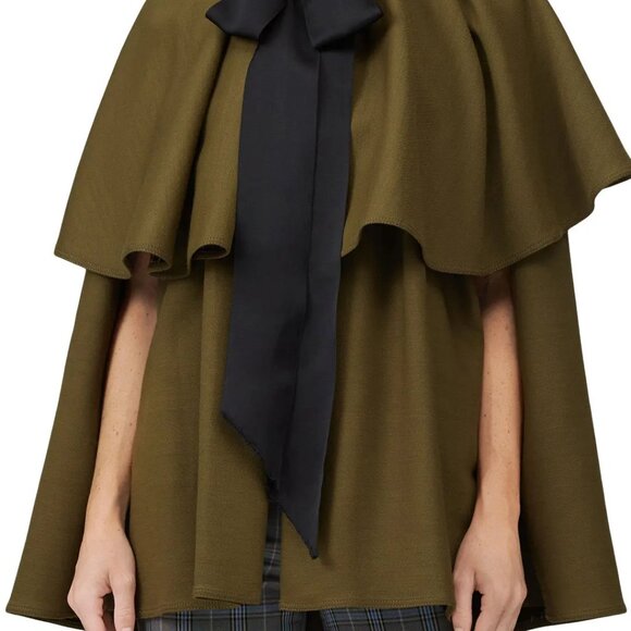 Adam Lippes Jackets & Blazers - Adam Lippes Olive Green Cape with Black Tie